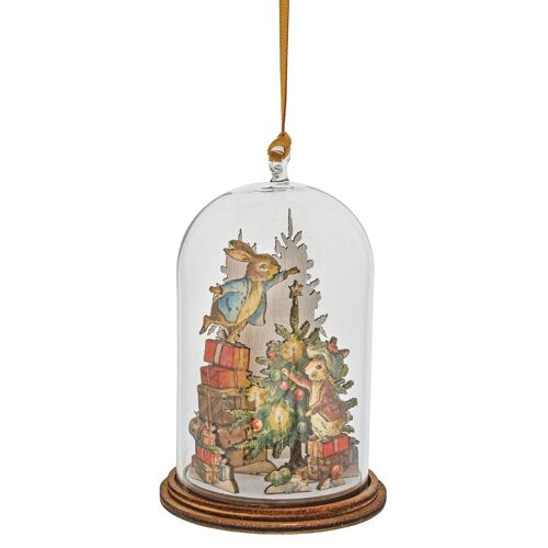 Peter and Benjamin Bunny Christmas Wooden Hanging Ornament