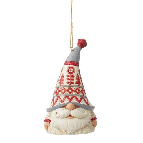 Gnome in White Sweater Hanging  Ornament - Heartwood Creek by Jim Shore