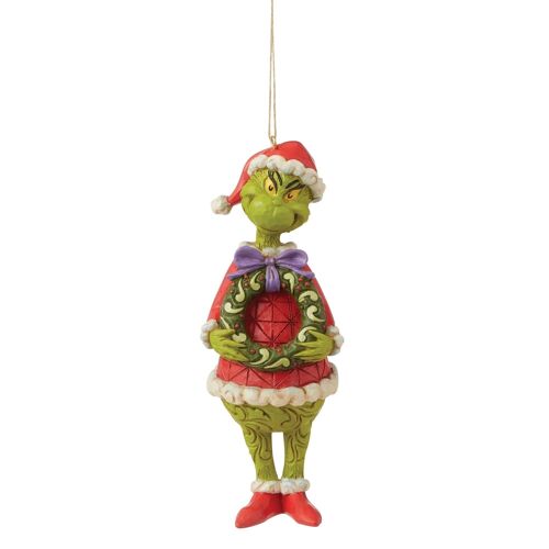 Grinch with Wreath Hanging Ornament - The Grinch by Jim Shore