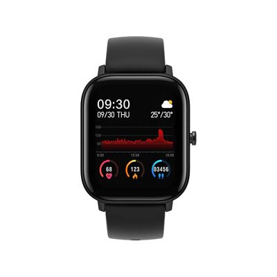SW007A - Reloj conectado Smarty2.0 - Correa de silicona - Cronógrafo, foto, frecuencia cardíaca, presión arterial, diseño de recorrido