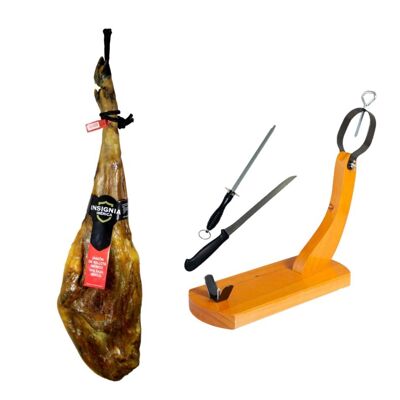 ACORNED HAM 50% R.I. IBERIAN INSIGNIA + ham holder + sharpener + knife