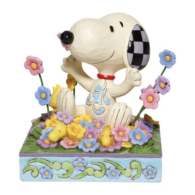 Bouncing into Spring (Snoopy in bed of Flowers Figuirne) - Peanuts by Jim Shore