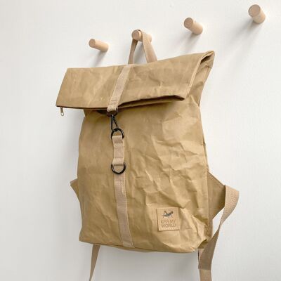 Paper backpack – washable paper, natural and black