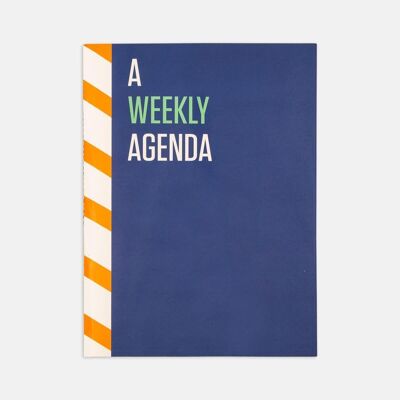 Agenda settimanale impostata a contrasto: blu