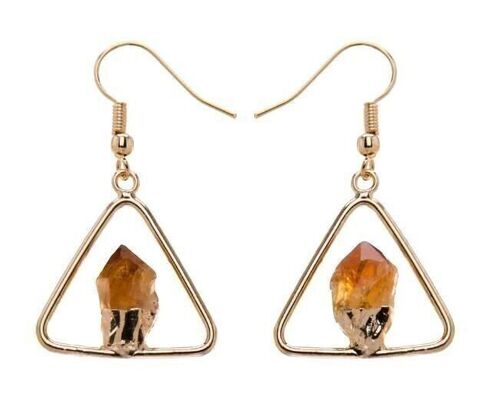 Metal Triangle Citrine Point Earring