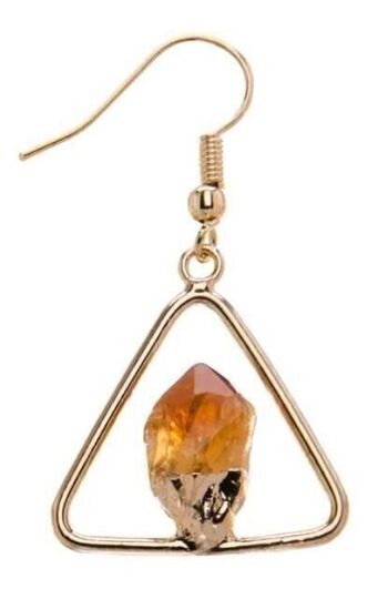 Boucle d'Oreille Triangle Citrine Point Métal 2