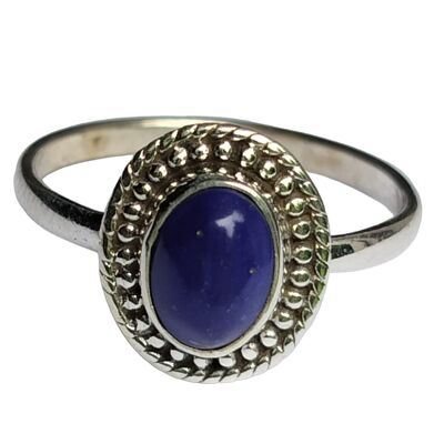 Belle bague ovale faite à la main en argent sterling 925 avec pierre de naissance de septembre et lapis-lazuli