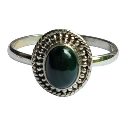 Encantador anillo hecho a mano de plata esterlina 925 vintage con piedra preciosa de malaquita