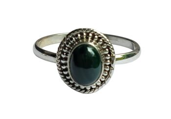 Charmante bague vintage en argent sterling 925 avec pierre précieuse de malachite 1