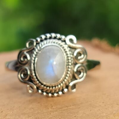 June Birthstone Rainbow Moonstone 925 Sterling Silver Handmade Ring