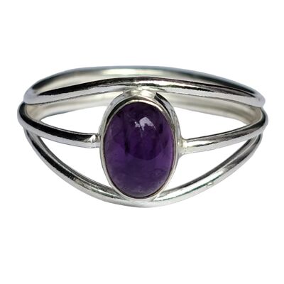 Natürlicher Amethyst-Edelstein, handgefertigter Ring aus 925er-Sterlingsilber