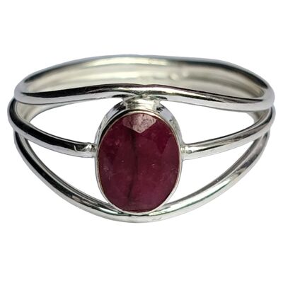 Natural Ruby Corundum Oval Design 925 Sterling Silver Minimalist  Handmade Ring