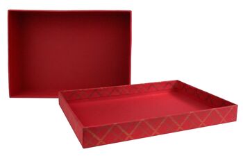 Lot de 3 boîtes-cadeaux en papier fait main rouge à carreaux rectilignes (Style1) 3