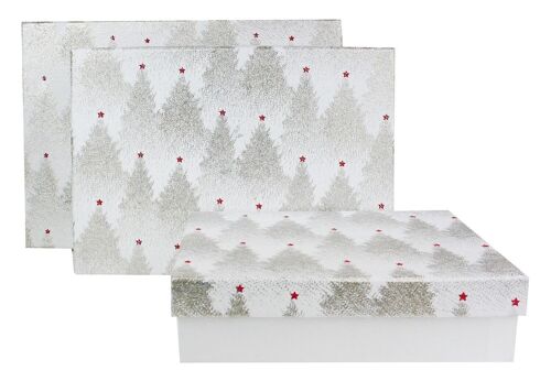 Set of 3 Rect Glitter Trees Handmade Paper Gift Box(Style1)