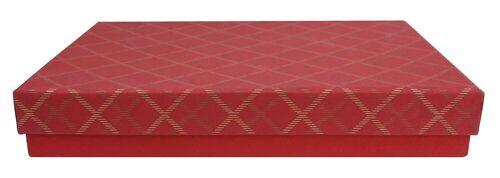 30.5 x 23 x 5cm Chequered Red Handmade Cotton Paper Gift Box