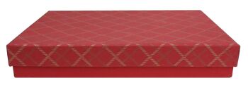 30,5 x 23 x 5 cm Boîte-cadeau en papier de coton fait main rouge à carreaux 1