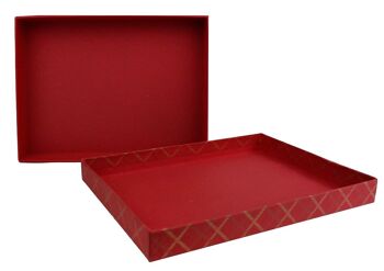 30,5 x 23 x 5 cm Boîte-cadeau en papier de coton fait main rouge à carreaux 4