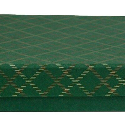 30.5 x 23 x 5 cm Chequered Green Handmade Paper Gift Box