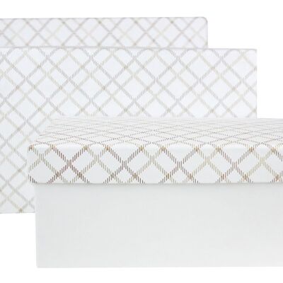 Set of 3 Rect Chequered White Handmade Paper Gift Box Style2