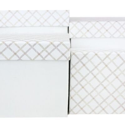 Set of 4 Square Chequered White Handmade Paper Gift Box