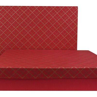 Set of 3 Rect Chequered Red Handmade Paper Gift Box(Style3)