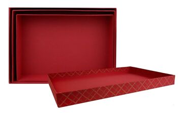 Buy wholesale Set of 3 Rect Chequered Red Handmade Paper Gift Box(Style3)