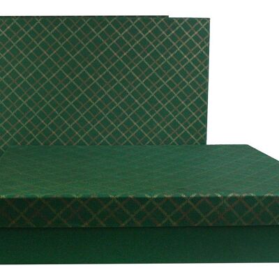 Set of 3 Rect Chequered Green Handmade Paper Gift Box Style3