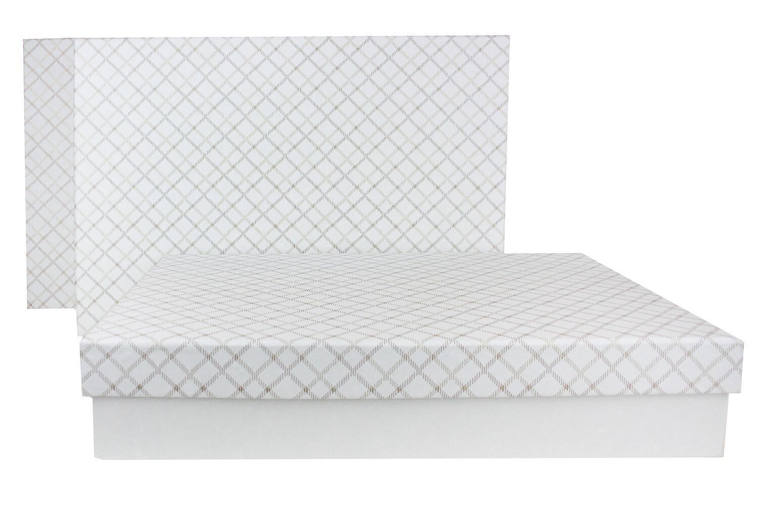 Lot de 3 boîtes-cadeaux en papier fait main blanc à carreaux rectangulaires Style3