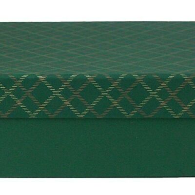 38 x 27 x 10 cm Handmade Paper Gift Box, Chequered Green