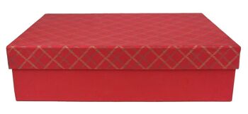 27 x 19 x 7 cm Boîte cadeau en papier coton fait main rouge à carreaux 1