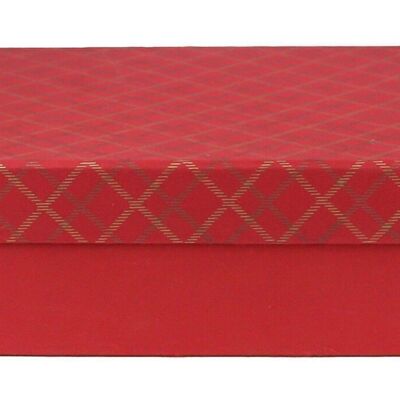 27 x 19 x 7 cm Boîte cadeau en papier coton fait main rouge à carreaux