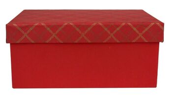 31 x 21 x 15 cm Boîte cadeau en papier coton fait main rouge à carreaux 1