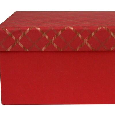 31 x 21 x 15 cm Chequered Red Handmade Cotton Paper Gift Box