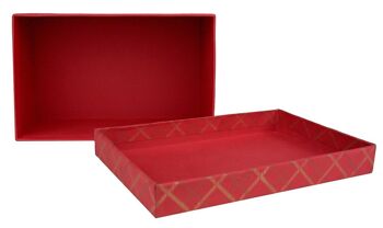 31 x 21 x 15 cm Boîte cadeau en papier coton fait main rouge à carreaux 3