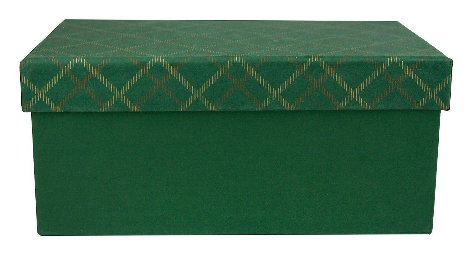 31 x 21 x 15 cm Boîte cadeau en papier fait main, vert à carreaux