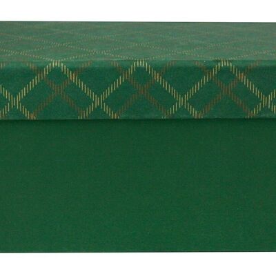 31 x 21 x 15 cm Handmade Paper Gift Box, Chequered Green