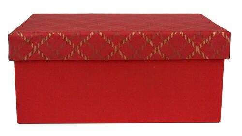 28 x 18 x 13 cm Chequered Red Handmade Cotton Paper Gift Box