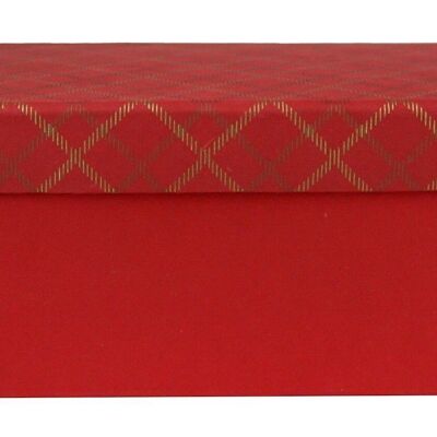 28 x 18 x 13 cm Chequered Red Handmade Cotton Paper Gift Box
