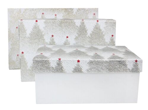 Set of 3 Rect Glitter Trees Handmade Paper Gift Box(Style2)