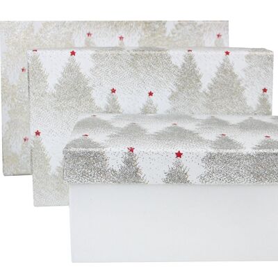 Set of 3 Rect Glitter Trees Handmade Paper Gift Box(Style2)
