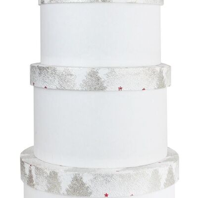 Set of 4 Round Glitter Trees Handmade Paper Gift Box(Style1)