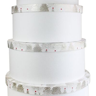 Set of 4 Round Glitter Trees Handmade Paper Gift Box(Style2)