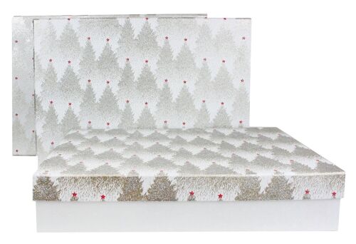Set of 3 Rect Glitter Trees Handmade Paper Gift Box(Style3)