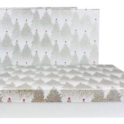 Set of 3 Rect Glitter Trees Handmade Paper Gift Box(Style3)