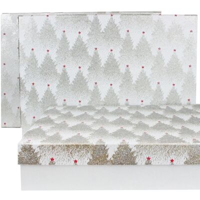 Set of 3 Rect Glitter Trees Handmade Paper Gift Box(Style3)