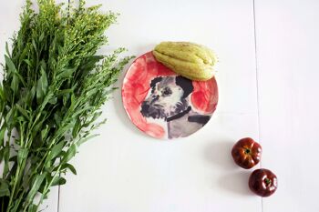 Assiette de chien en céramique faite à la main border terrier 3