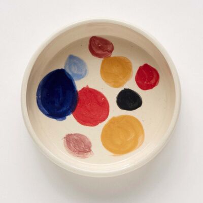 Handmade Spotted Ceramic Dog Food Bowl
