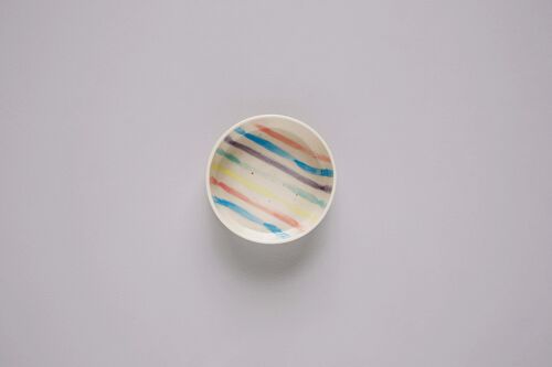 Handmade Striped Ceramic Dog Food Bowl