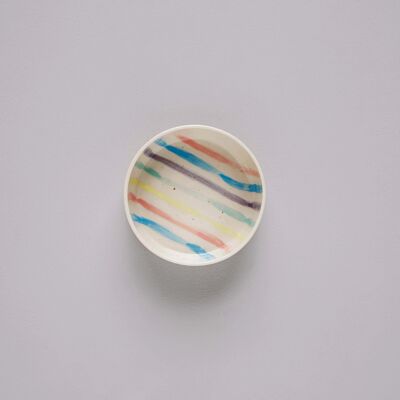 Handmade Striped Ceramic Dog Food Bowl