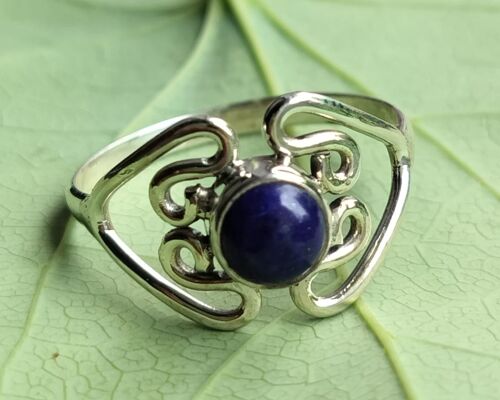 Natural Lapis Lazuli Semi-Precious stone 925 Sterling Silver Classic Handmade Ring